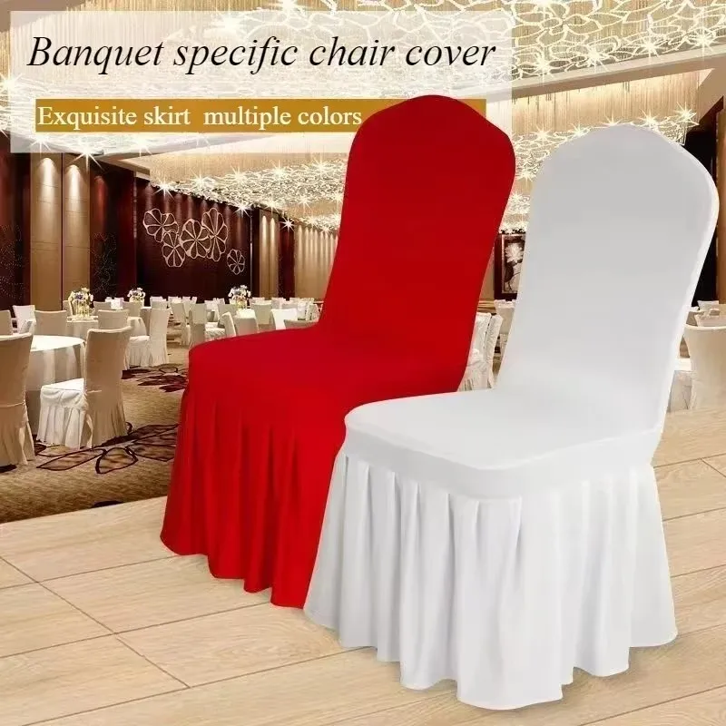 Pleated skirt Spandex Chair Cover Hotel Banquet Party Events Wedding Decoration Dining Room Seat Protector Covers 50/100pcs chair covers