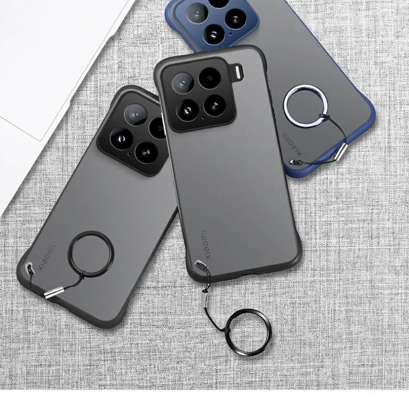Ultra-Thin Frameless Matte Translucent Case with Shockproof Full Protection and Ring Cover