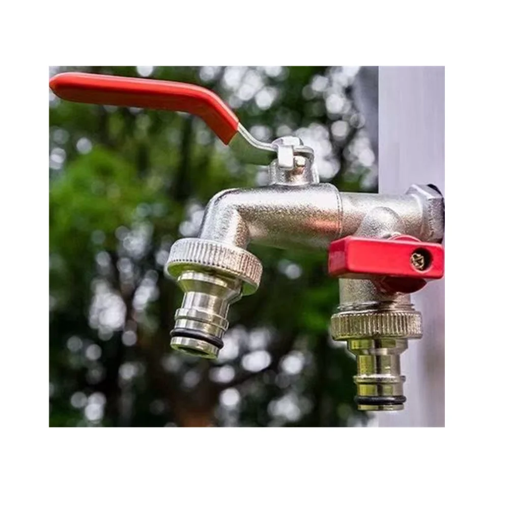 Water Faucet Adapter 1/2" 3/4" Zinc Alloy Faucet Water Splitter Water Connection Adapter Outdoor Switch Garden Irrigation Pipe Connector Faucet