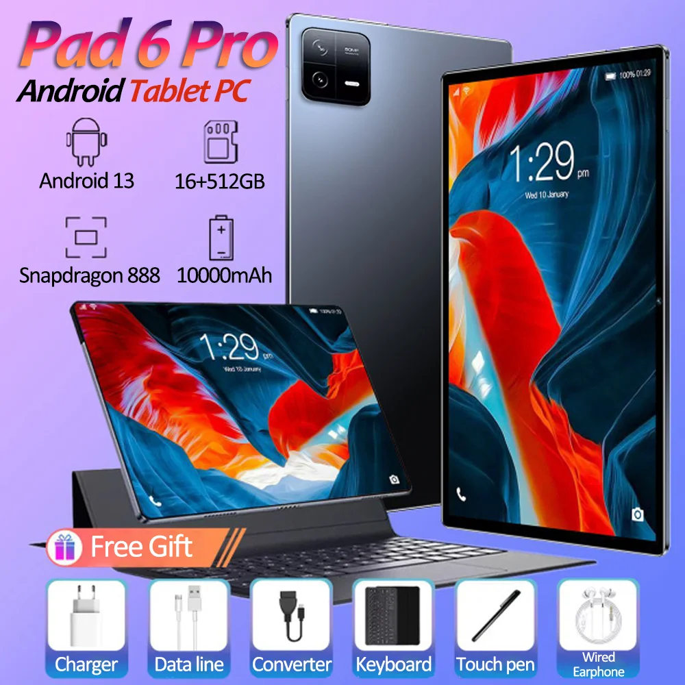 

Планшет xioaml Pad 6 Pro на Android 13, процессор Snapdragon 2024, экран 11 дюймов, 16 ГБ + 888 ГБ, 60 Гц, 1024 мАч, две SIM-карты