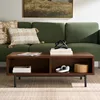Wyatt Geo Modern Rectangular Wood Coffee Table with Storage, Walnut Brown 2