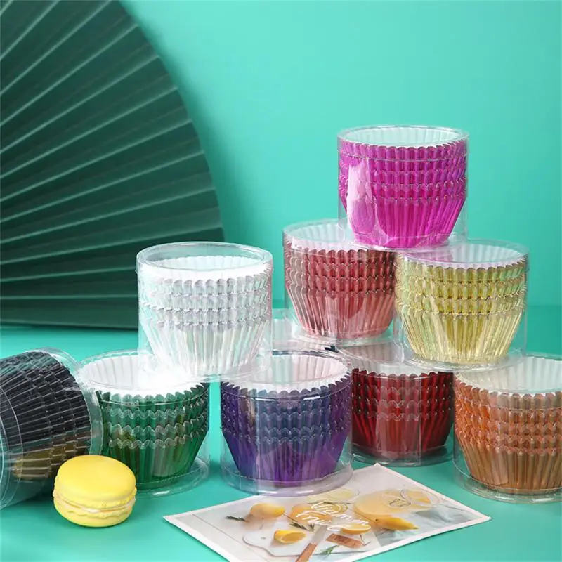 100pcsPaperCupcakeCupAluminiumFoilMuffinBakingCupsLinersCupcakesCaseGoldSilverRed