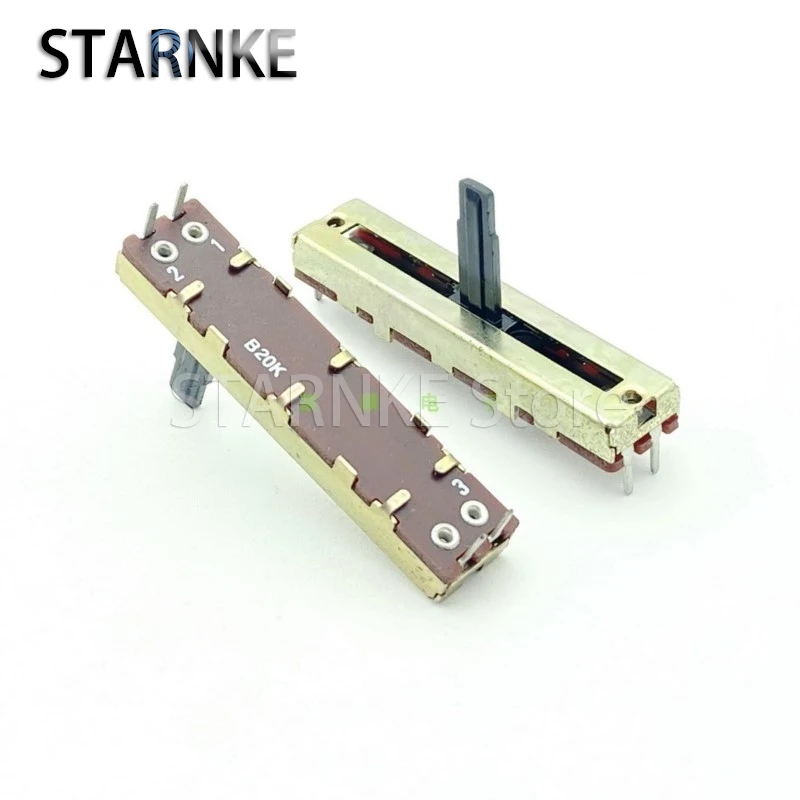 45mm B20K 4-Pin Single Straight Slide Potentiometer Amplifier Audio Mixer Fader 2PCS
