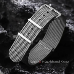 Ribbed Nylon Military Watch Strap Bracelet Accessory - 22mm (Grey)