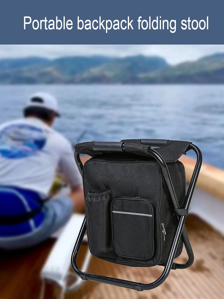 Chaise glacière portable 3-en-1 avec tabouret pliant - Sac à dos rafraîchissant étanche pour pêche
