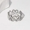 Bague Vintage en acier inoxydable pour femmes, anneau d'ouverture d'huile goutte à goutte blanche, Simple, couleur or, géométrique réglable, bijoux 2023