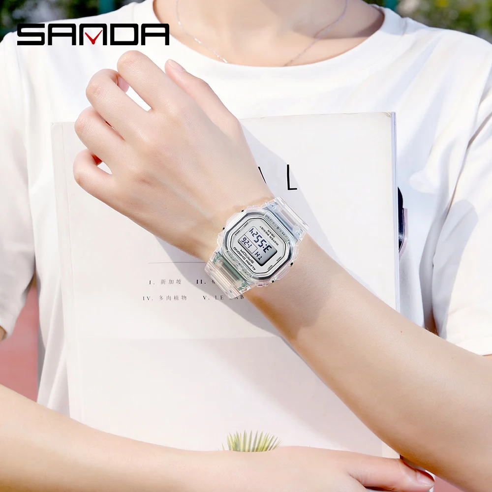 Sanda G Style Sport Watch Women Transparent Led Digital Clock Shock Waterproof Ladies Electronic Watch Unisex Boy Girl Watch, Alina Gadgets
