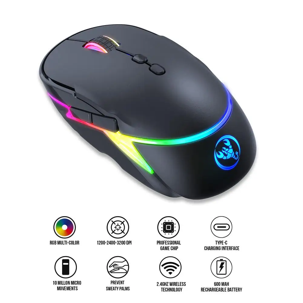 2.4g Wireless Gaming Mouse 3200DPI Programmable Button Optical Sensor RGB Backlight Ergonomic 7 Buttons Computer Mice For Laptop cute computer mouse