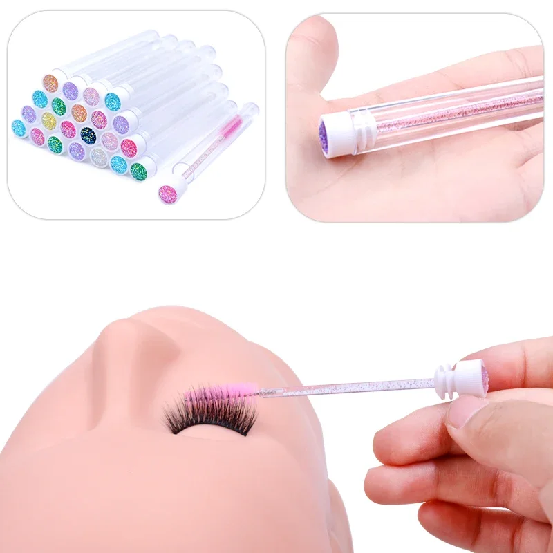 20Pcs Eyelash Brush With 20Pcs Dust-proof Tube Containers Reusable Eye Lash Mascara Wands Replaceable Makeup Applicators Tools