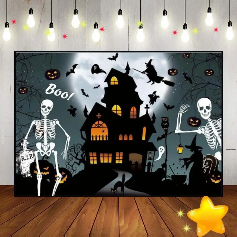 Sfondo Di Halloween Nebbia Densa Decorazione Di Compleanno Fotografia Notturna Fondali Bloodstain Foto Orribile Sfondo Personalizzato Goblin
