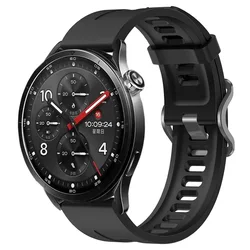 Enhanced Silicone Sport Strap - 22mm Replaceable Correa, Vibrant Color Edition - 22mm Width (Black)