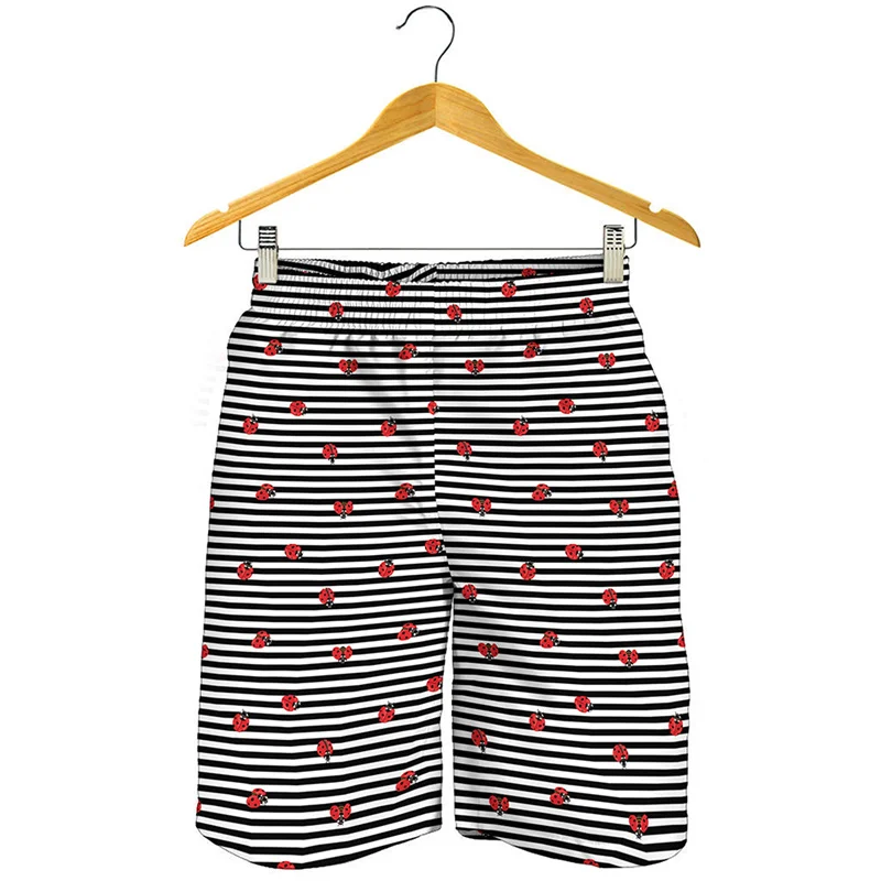 Cute Insect Ladybug Graphic Short Pants Men 3D Printed Animal Beach Shorts Summer Quick Dry Swim Trunks Surf Board Shorts 3