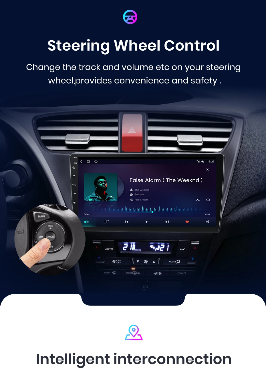 Junsun V1 AI Stimme Drahtlose CarPlay Android Auto Radio für Honda Civic 9 FK FB 2012-2017 4G Auto multimedia GPS 2din autoradio – Detail 13