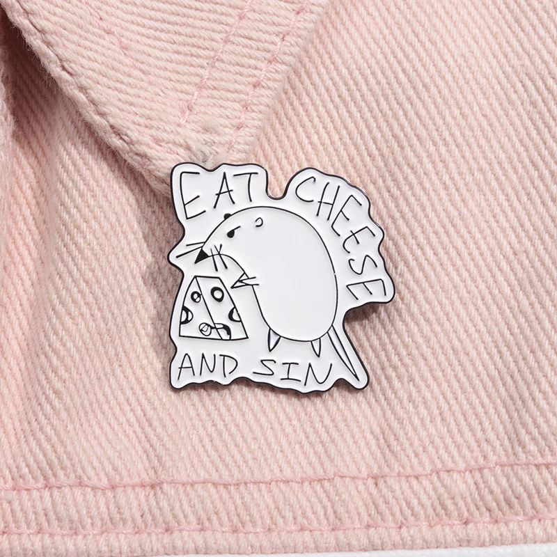 Essen Käse und Sünde Ratte Emaille Pins niedlichen Cartoon Tier Broschen Revers Abzeichen dekorativen Schmuck Persönlichkeit Pin Geschenk für Freunde – Detail 4