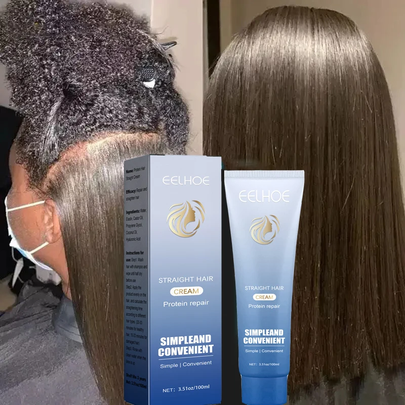 Keratin Hair Cream Keratin Hair Straightening Cream Professional Damaged Treatment Faster Smoothing Curly Frizzy Hair Care Protein Correction Cream