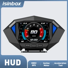 Dual System Car HUD GPS OBD2 Head Up Display Speedometer Slope Tilt Meter With Over Speeding Alarm Acceleration Brake Test P1
