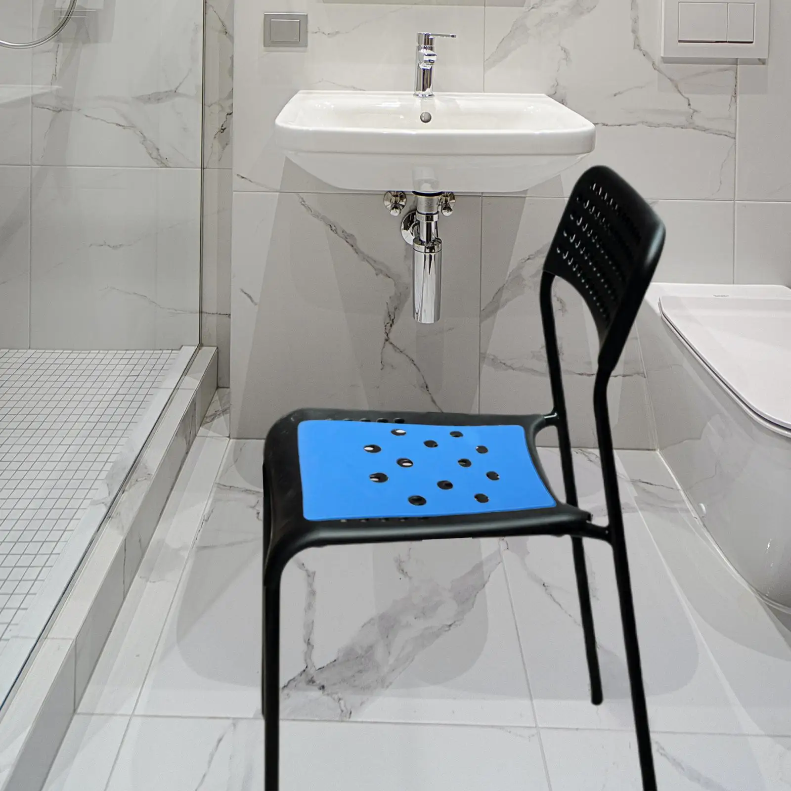 Bath Shower Stool Seat Mat Stickable Waterproof Quick-Drying for Elderly Senior