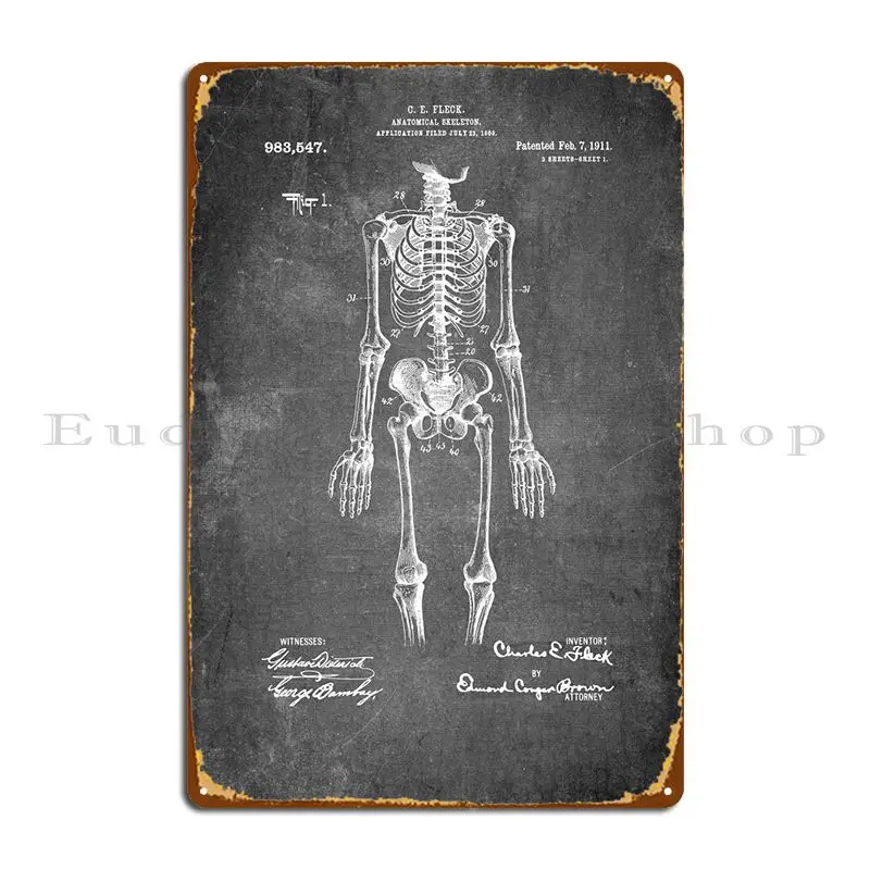 

Human Sceleton Patent Art Metal Plaque Poster Rusty Customize Living Room Printing Create Tin Sign Poster