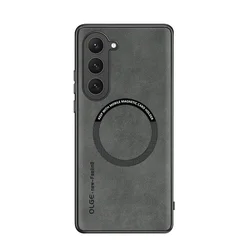 Luxury Magnetic Leather Case with Wireless Charging and Shockproof Protection - Samsung S24 Plus (Grey)