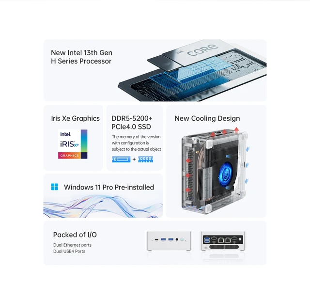 Mini PC NPB7 Win 11 Pro Intel Core i7-13700H Processeur jusqu'à 5.0 GHz 32  Go RAM DDR4 1 TO PCIe4.0 SSD Mini Desktop Computer - Cdiscount Informatique