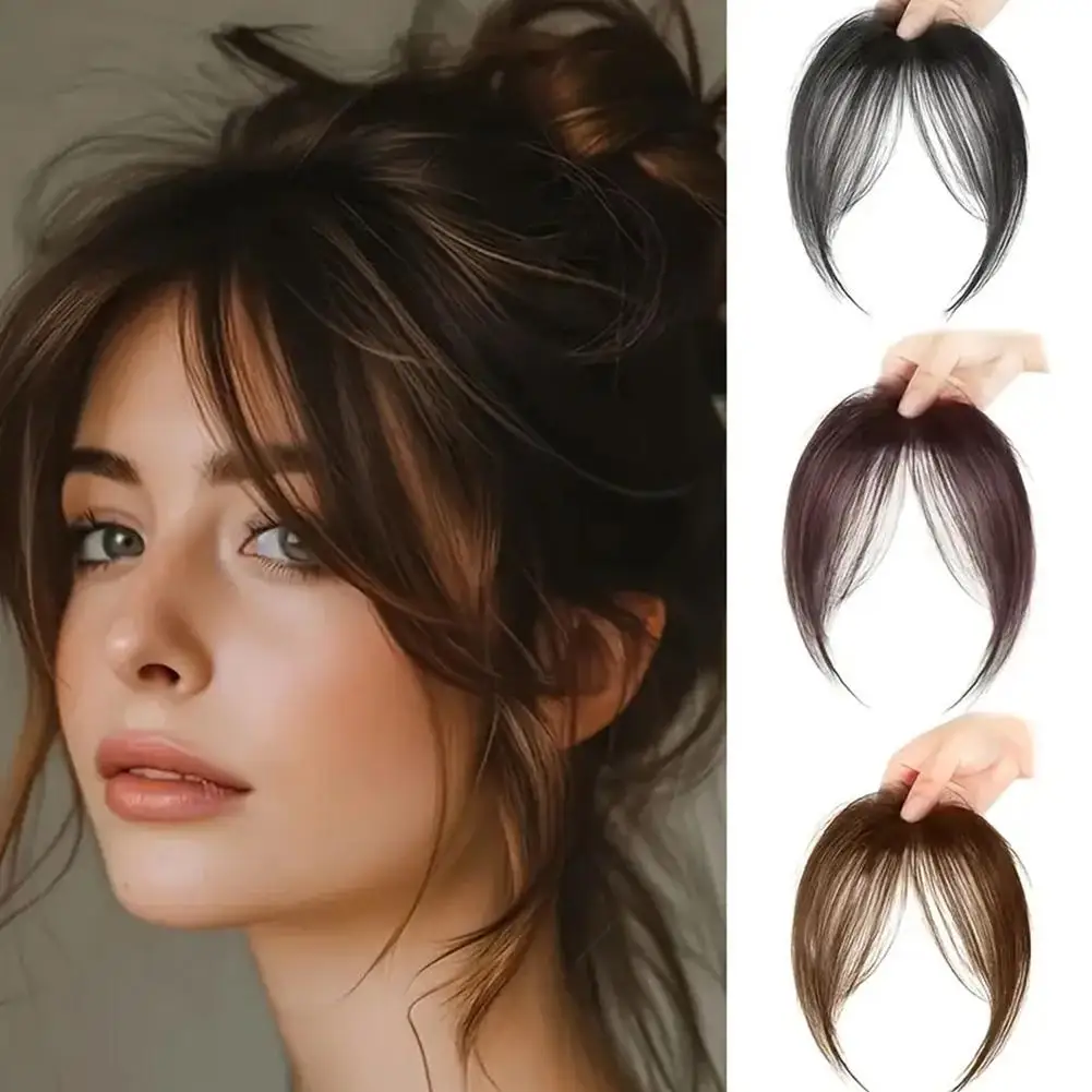 Heat Resistant Fiber Bangs Synthetic Hairpiece Lightweight Invisible Design Multi Color Options for All Face Shapes