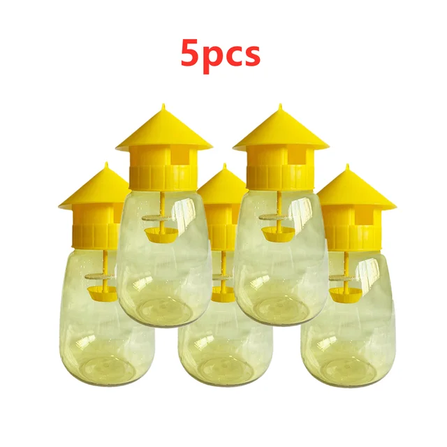 Piège à mouches en plastique jaune, 5 pièces, tueur de fruits, piège à drosophile, verger à mouches, Anti-fruits, piège à mouches, contrôle des insectes 1
