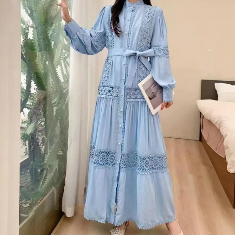 chinese dress ladies Navy Corduroy Geo Smocked Collared Dress  Classic Whimsy