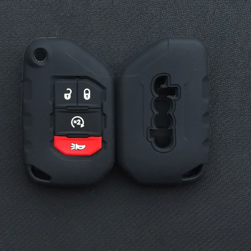 5color 4 Buttons silicone Remote Smart car Key Case Chain Cover Jeep Wrangler JL JLU Key Sleeve Protector Case key case key case cover