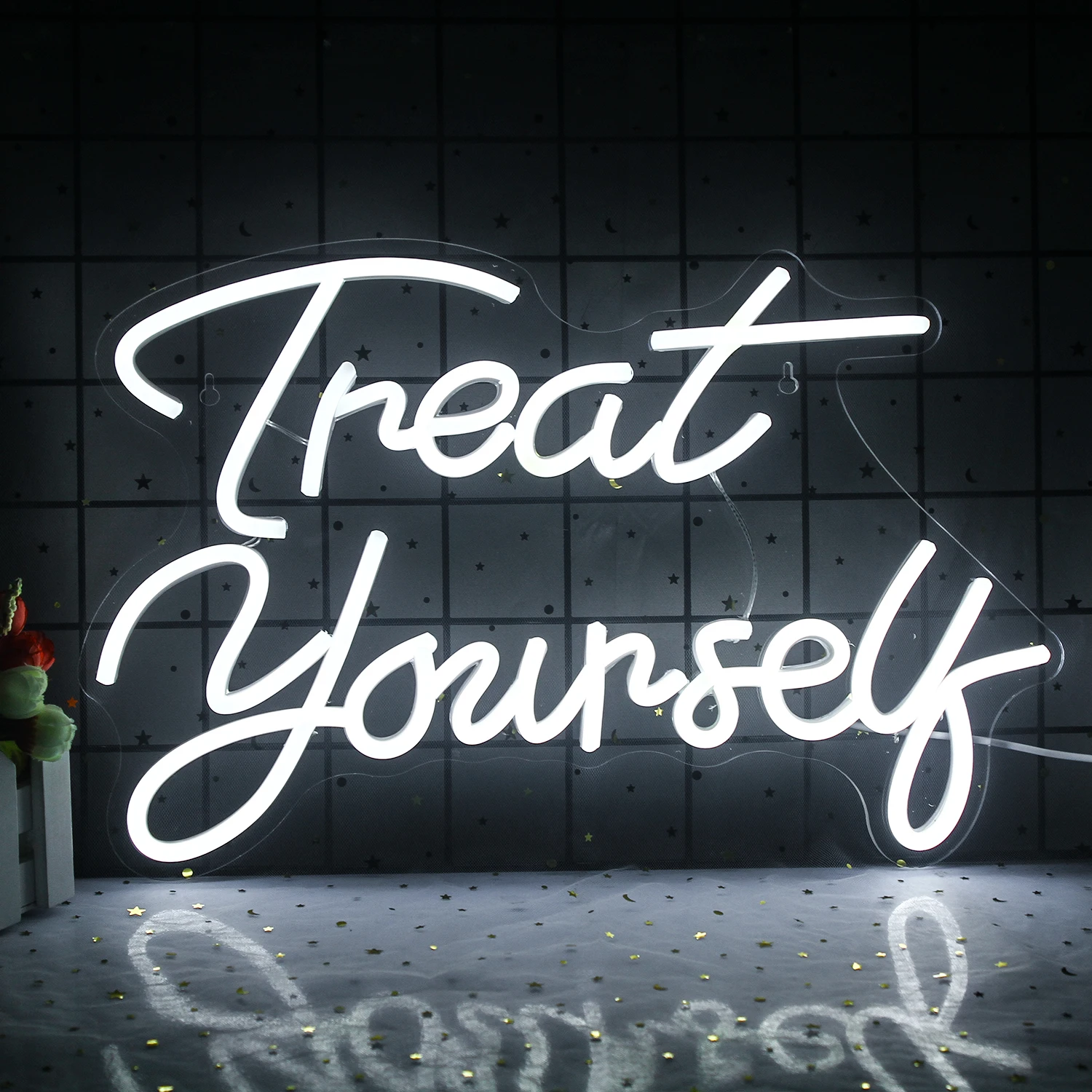 Ineonlife Treat Yoursely Neon Sign Custom Light Atmosphere LED Bedroom Shop Party Room Club Bar Home USB Wall Decoration Gift letter neon light treat yourself wall hanging led neon private party bar club room shop cool personality wall decoration neon