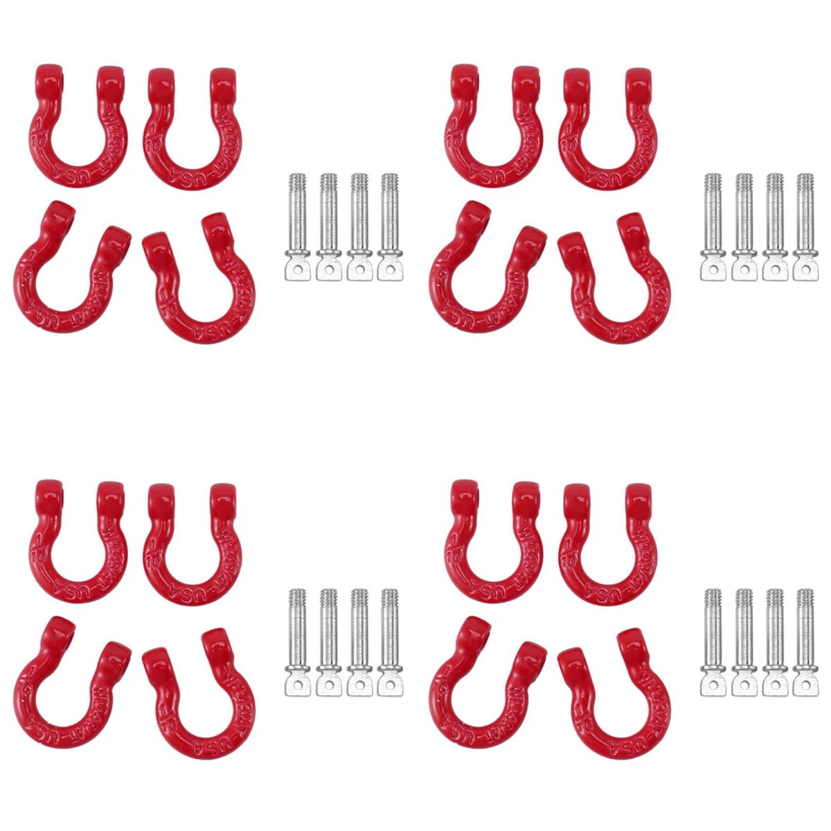 

16Pcs Red Metal Bumper D-Ring Tow Hook for 1/10 RC Crawler Car Traxxas TRX-4 Axial SCX10 90046 D90