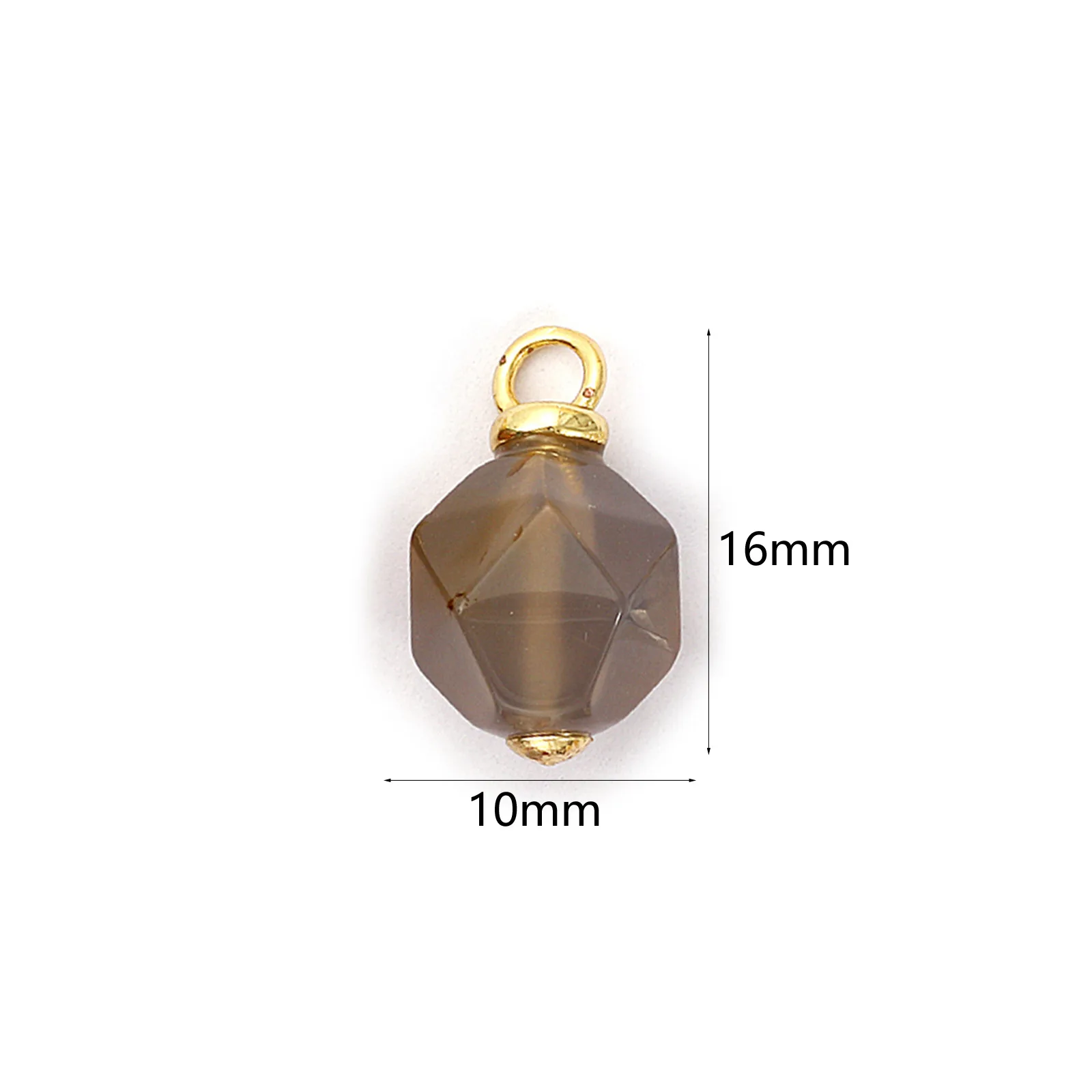 2 Stück Messing- und Naturstein-Charms, 18 Karat vergoldet, rechteckig, oval, rund, Zylinder, herzförmige Anhänger für die Herstellung von DIY-Halsketten – Detail 10