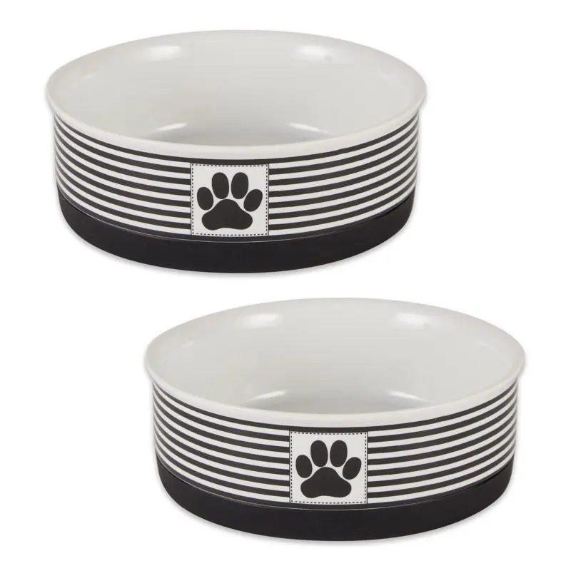 

Bowl Patch Stripe, Black, Medium 6Dx2H (Set of 2)