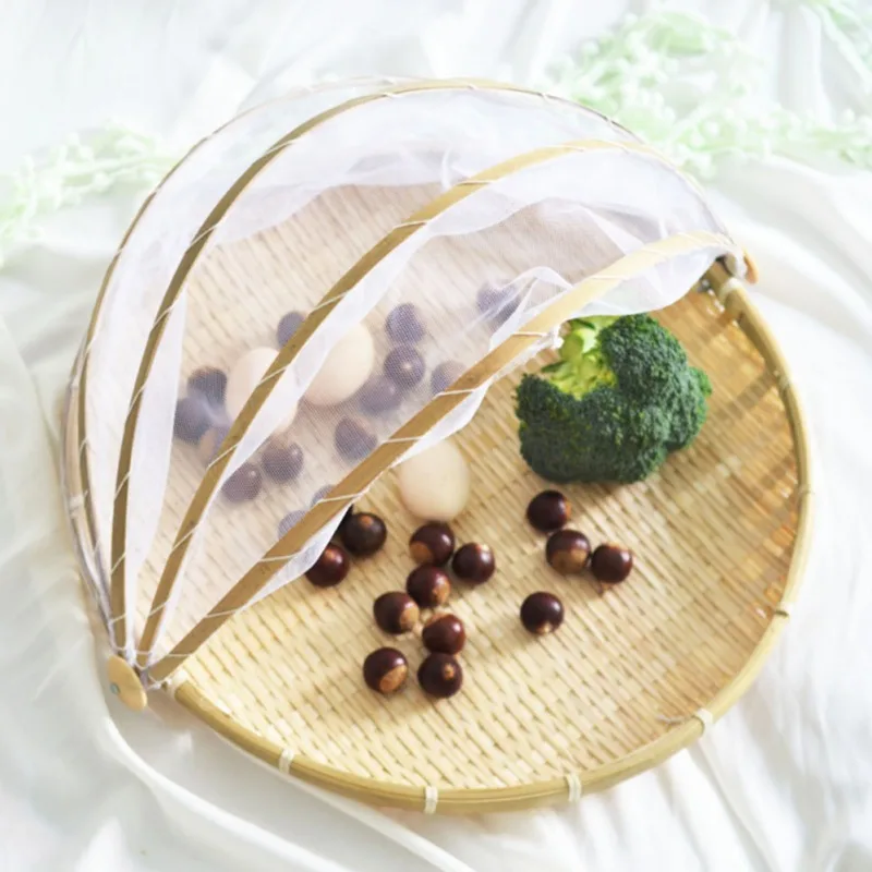 Round Dustpan Bamboo Woven Basket Drying Basket Household Steamed Bun Fruit Basket Vegetable Cover Fruit Vegetable Pasta Tray 4