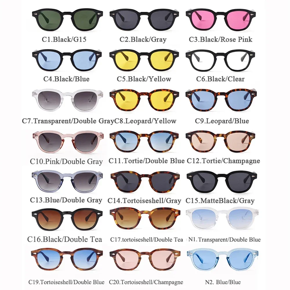 Fashion Transparent Blue Round Sunglasses Women Men 2024 Retro Rivet Tortoise Small Square Sun Glasses UV400 Lunettes De Soleil 6