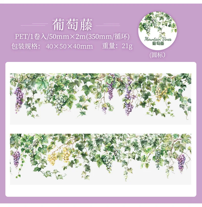S83489c648aef4508924f11f99671948eG 5x200cm 1 roll INS Fresh vine theme PET tape Stickers Adhesive DIY Scrapbooking Diary Scrapbooking Collage material Scrapbooking Mallzona