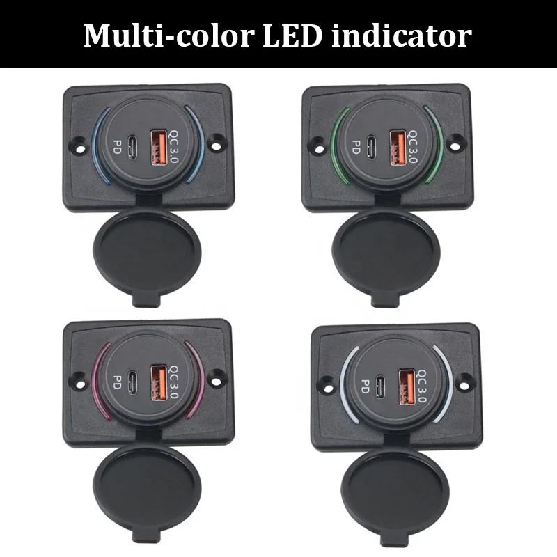 DC 12V 24V Panel Mount Train Tram Marine Boat Car Bus Seat QC 3.0 And Type C Bus USB Charger