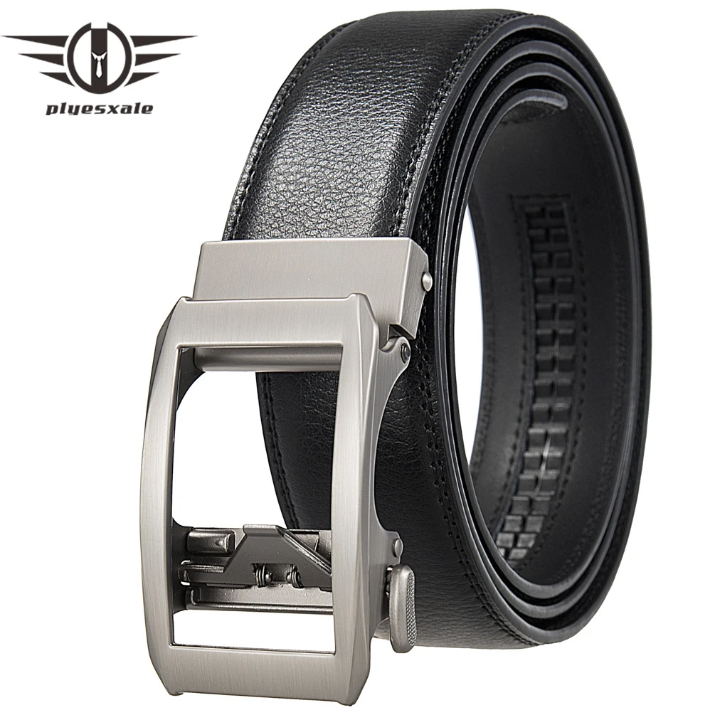 

Plyesxale Men Belts Genuine Leather Luxury Ratchet Dress Belt For Men High Quality Black Coffee Formal Belts Dropshipping B1569