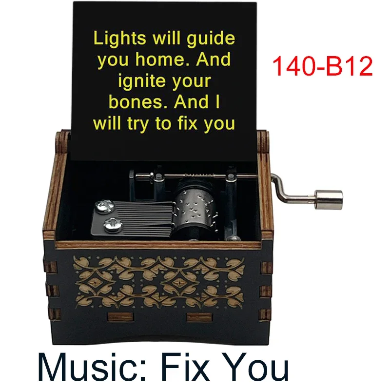 Fix You Wooden Handed Music Box British Famous Band Song Special Musical Gift for Fans Wife Fiancee Birthday Boutique Ornaments music box carousel music box