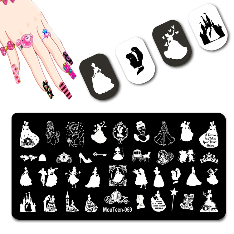 DISNEY Cartoon Cute Dog Nail Stamping Plates Big Ear Dog Nail Stamp Templates For Nail Designs #095 3