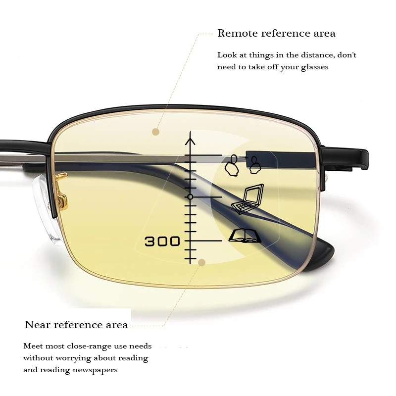 Clear Lens Anti-blue Progressive Multifocal Reading Glasses Smart Zoom Elderly Eyewear Men Protable Presbyopic Glasses 2