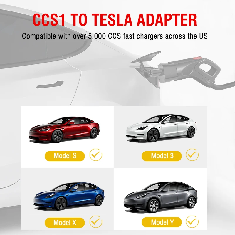 

New Energy EV Charger CCS1 To Tesla Connector DC Fast Adapter 300A 500V For All Model 3/S/X/Y Electric Car Charging