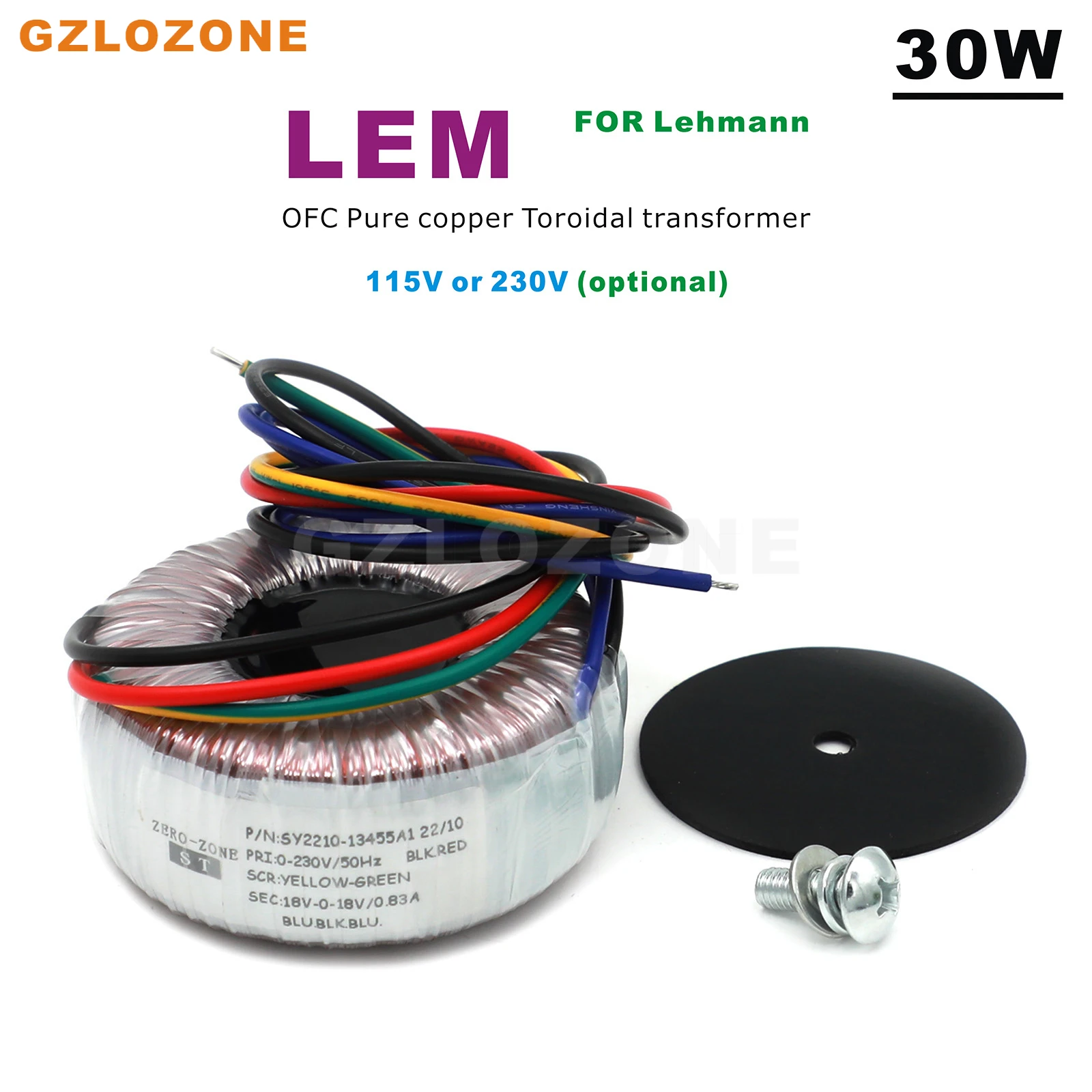 Trasformatore Toroidale In Rame Puro 30W 115V O 230V In Lem Ofc Per Amplificatore Per Cuffie Lehmann (Z-21)