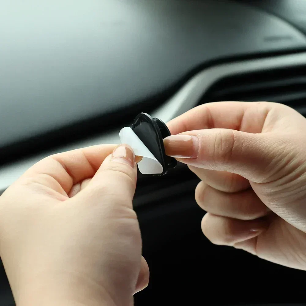 Black Plastic Self Adhesive Car Hooks for USB Cable Storage