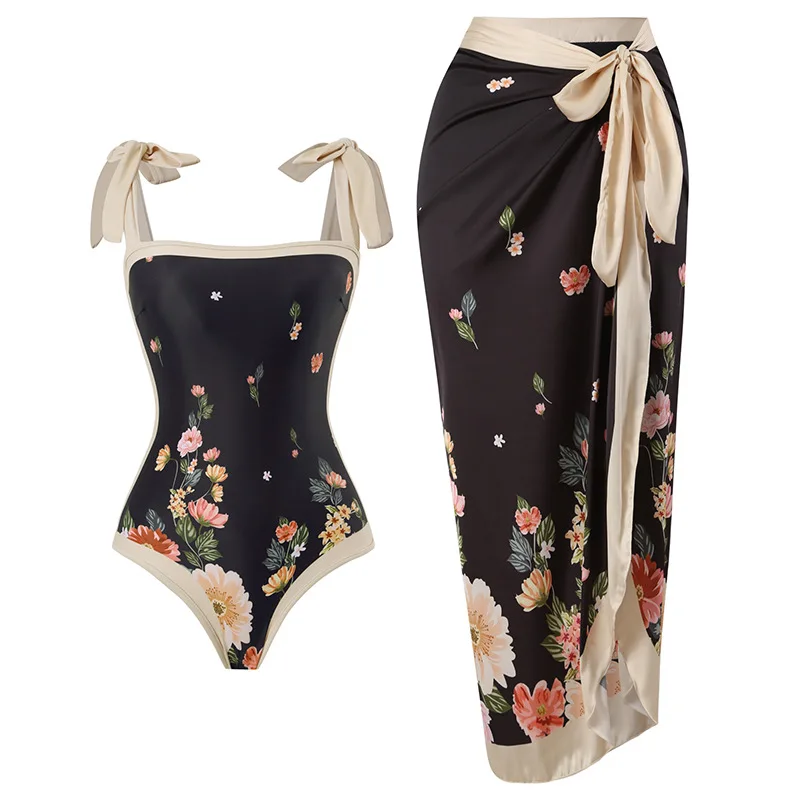 

2023 New Vintage Two Pieces Print Swimsuit Monokini Sexy Luxury Vacation Beachwear Swimwear