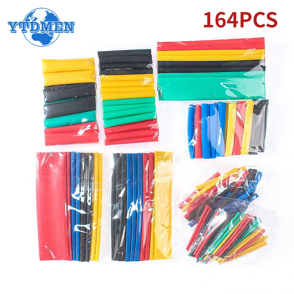 Heat Shrink Tube Sleeving Tubing Assortment Kit Electrical Connection Electrical Wire Wrap Cable Waterproof Shrinkage 2:1 164PCS heat shrink tubing wiring connector wire connectors
