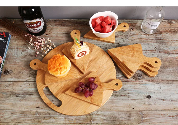 Baked Pizza Bamboo and Wood Pallets Bread Sushi Cake Cutting Board Fruit Cutting Plate Hot Pot Platter Coaster