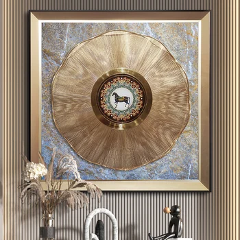 Luxury Wall Decoration Art Mural Home Decor Living Room Entryway Golden Cubic Premium Simple Wall Hanging Room Decor Aesthetic