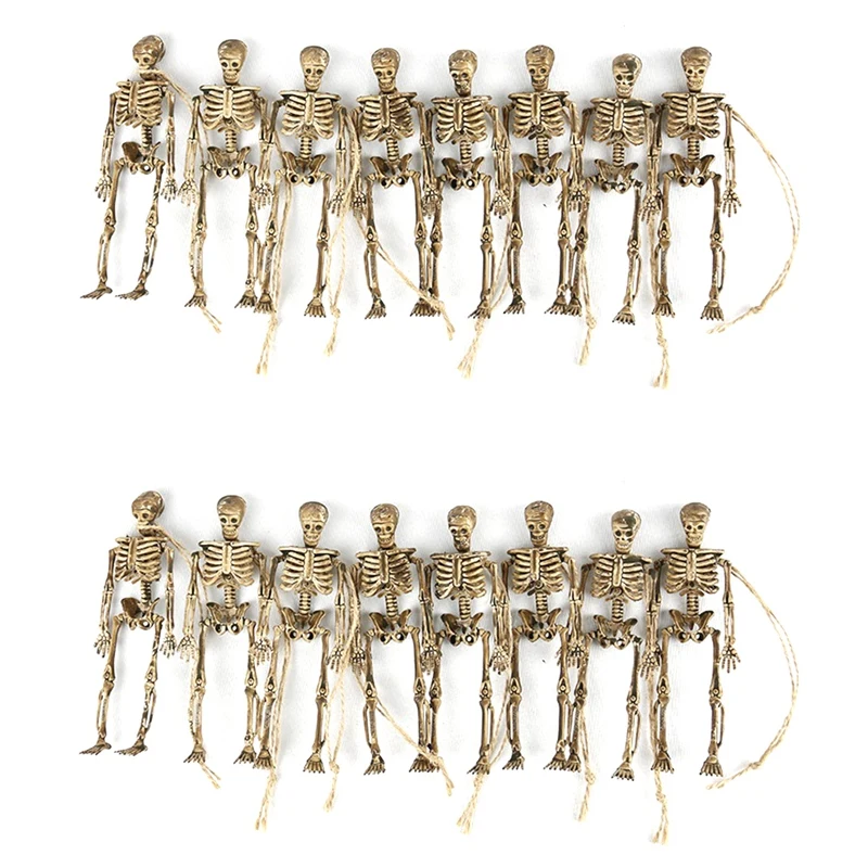 

16 PCS Mini Skeleton Statues Props Trick Supplies DIY Skeleton Human Skeleton Set