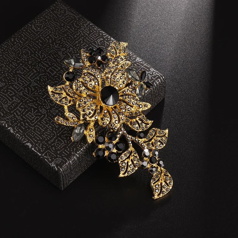 Pink Zircon Rose Flower Brooch for Ladies