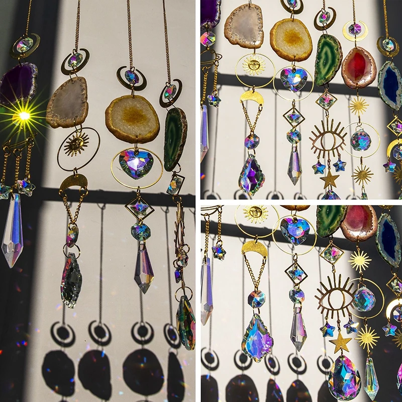 Sun Catcher Sun Catchers Hanging Crystal Suncatcher Ornament Colorful Wind Pendants Rainbow Prism Window Chime Sun Catcher Garden Car Decoration Chakra